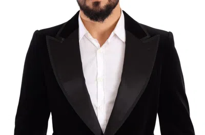 Dolce & Gabbana Black Single-breasted Jacket With Peak Revers In Velvet