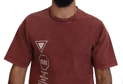 Dolce & Gabbana Maroon Print Round Neck Short Sleeve T-shirt In Red