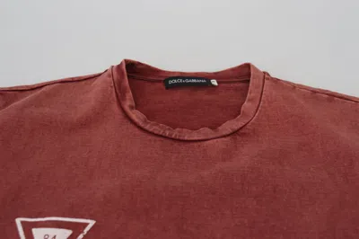 Dolce & Gabbana Maroon Print Round Neck Short Sleeve T-shirt In Red