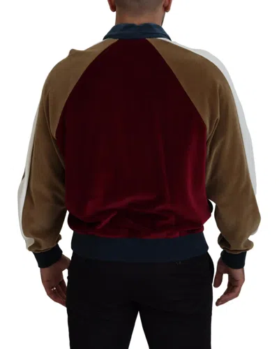 Dolce & Gabbana Multicolor Cotton Collared Pullover Sweater In Blue