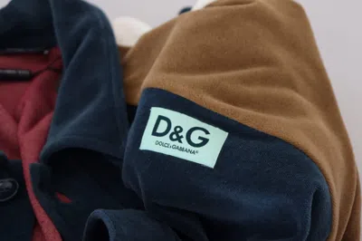 Dolce & Gabbana Multicolor Cotton Collared Pullover Sweater In Blue