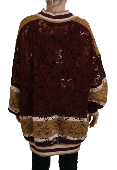 Dolce & Gabbana Multicolor Lace V-neck Pullover Sweater In Multi