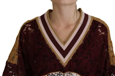 Dolce & Gabbana Multicolor Lace V-neck Pullover Sweater In Multi