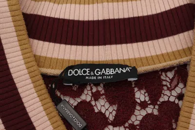 Dolce & Gabbana Multicolor Lace V-neck Pullover Sweater In Multi