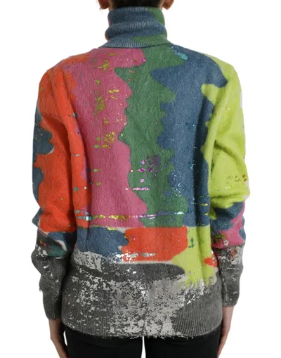 Dolce & Gabbana Multicolor Mohair Turtleneck Pullover Sweater In Multi