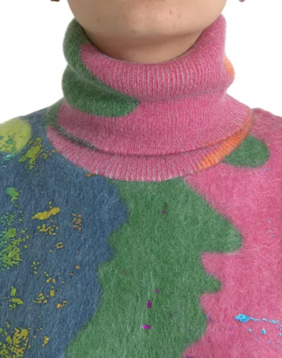 Dolce & Gabbana Multicolor Mohair Turtleneck Pullover Sweater In Multi
