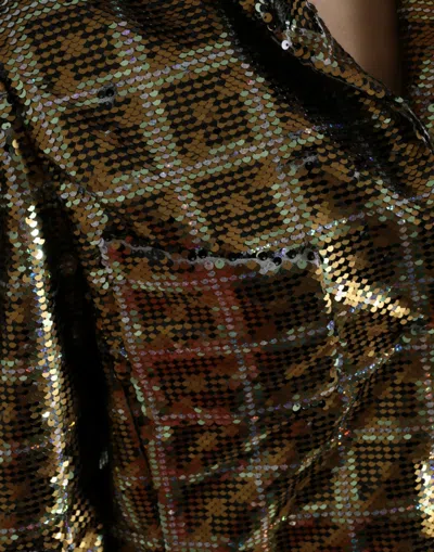 Dolce & Gabbana Multicolor Polyester Sequined Cropped Jacket In Brown