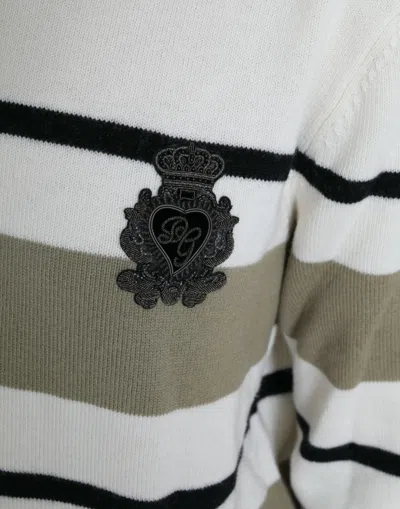 Dolce & Gabbana Multicolor Stripe Wool Logo Pullover Sweater In Multi