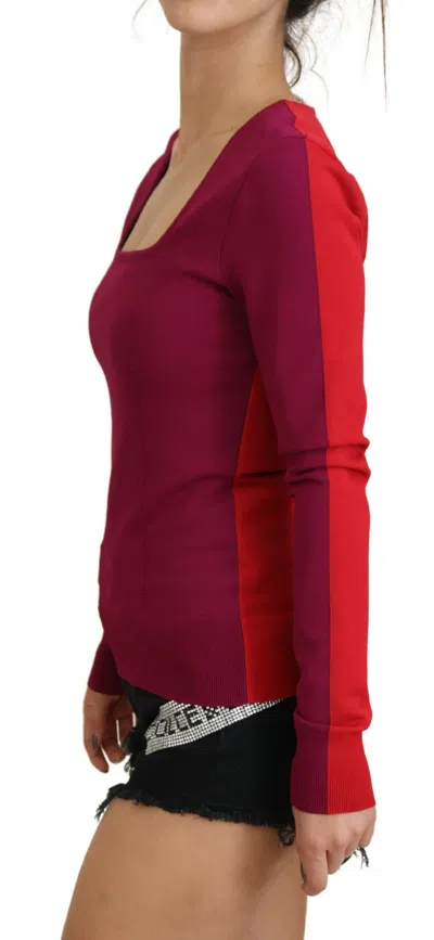 Dolce & Gabbana Multicolor Viscose Square Neck Pullover Sweater In Pink