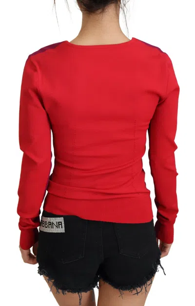 Dolce & Gabbana Multicolor Viscose Square Neck Pullover Sweater In Pink
