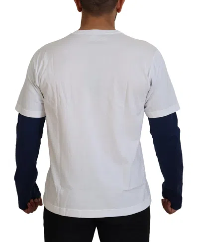 Dolce & Gabbana White Blue Dg Crown Pullover Sweater In White