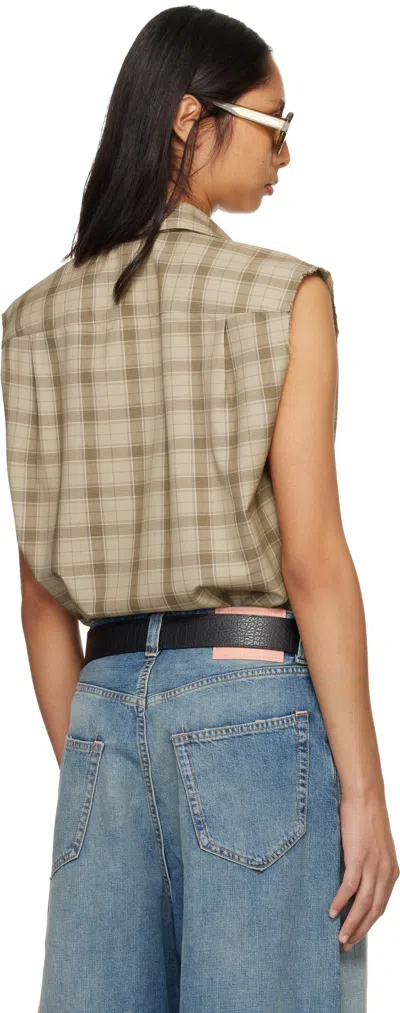 Acne Studios Beige Check Button-up Vest In Brown