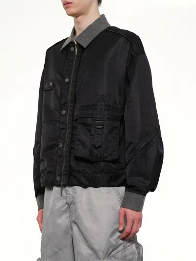 Feng Chen Wang Deconstructed Nylon Jacket In Black