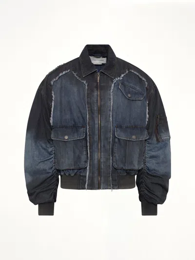 Feng Chen Wang Indigo Gradient Denim Jacket In Blue