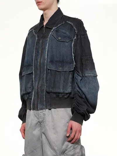 Feng Chen Wang Indigo Gradient Denim Jacket In Blue