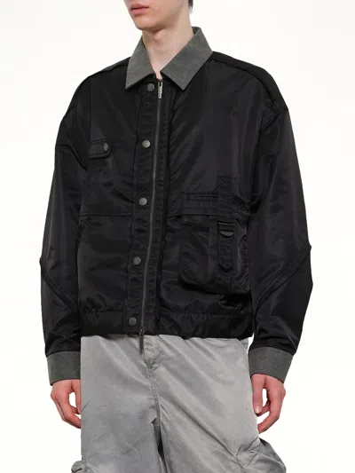 Feng Chen Wang Deconstructed Nylon Jacket In Black