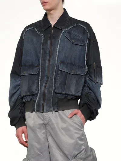 Feng Chen Wang Indigo Gradient Denim Jacket In Blue