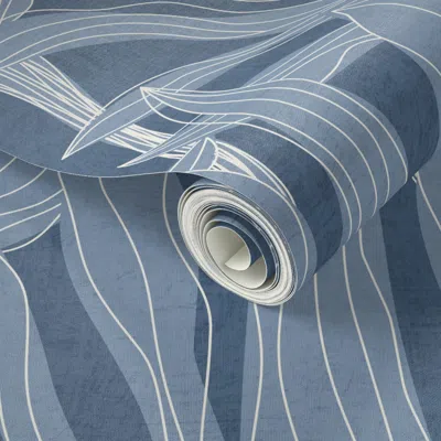 Spoonflower Peel And Stick Wallpaper Fan Palm Fronds In Light Blue And ...