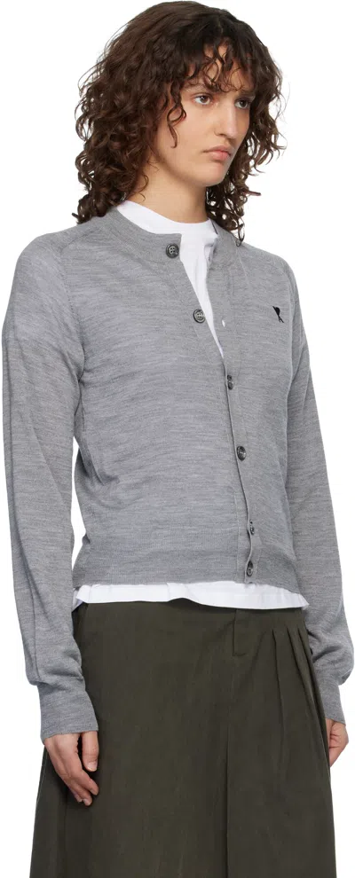 Ami Alexandre Mattiussi Grey Wool Crewneck Ami De Coeur Cardigan Grey In Gray