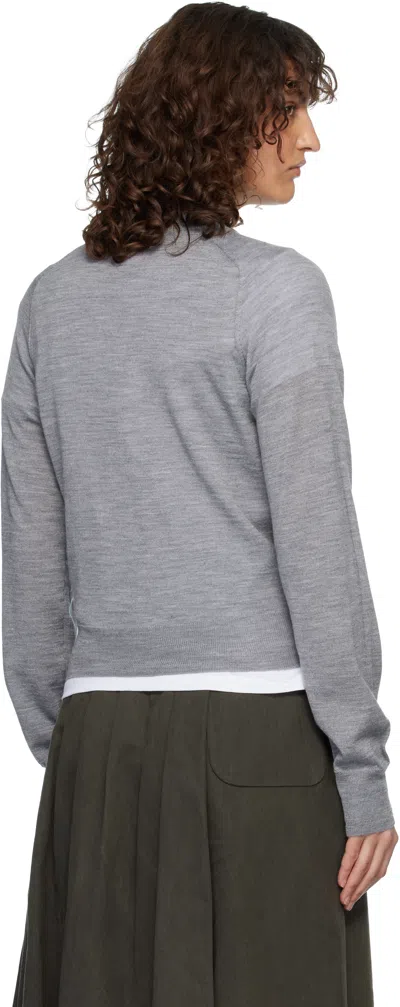 Ami Alexandre Mattiussi Grey Wool Crewneck Ami De Coeur Cardigan Grey In Gray
