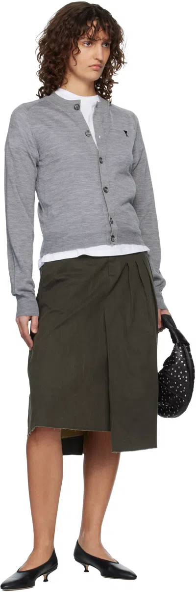 Ami Alexandre Mattiussi Grey Wool Crewneck Ami De Coeur Cardigan Grey In Gray