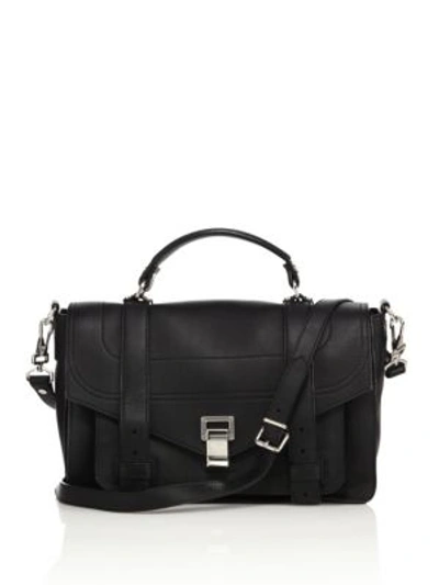 Shop Proenza Schouler Ps1+ Medium Leather Satchel In Black