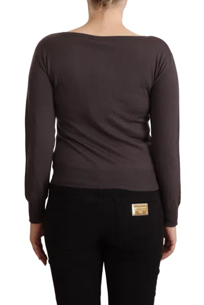 John Galliano Brown Wool Sequined Long Sleeves Pullover Sweater In Black
