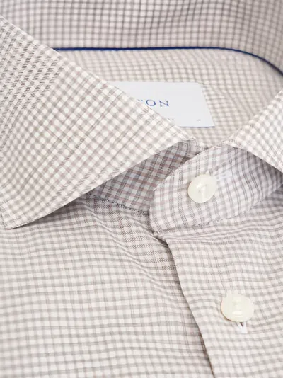 Eton 체크 패턴 버튼 셔츠 In Gray