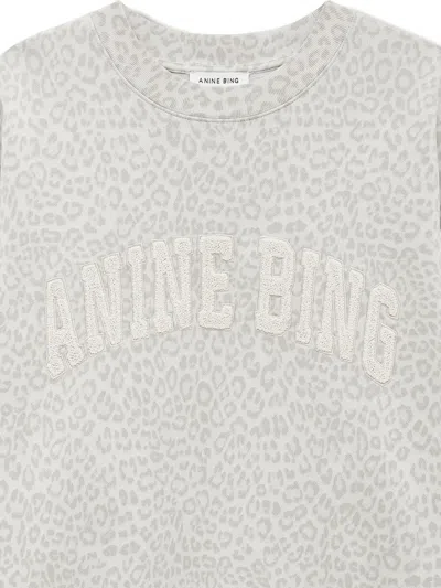 Anine Bing Leopard-pattern Logo Sweatshirt In Gray