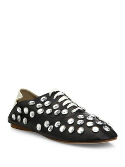 Shop Acne Studios Mika Crystal-studded Leather Babouche Mules In Black