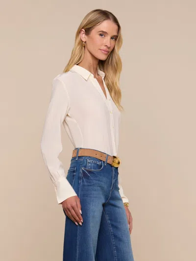 L'agence Babette Silk Blouse In White