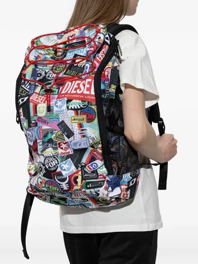 Diesel Logo-patch Drawstring Backpack In Red