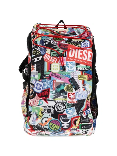 Diesel Logo-patch Drawstring Backpack In Red