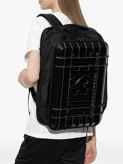 Diesel Embossed Logo Backpack In Black