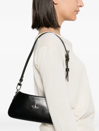 Vivienne Westwood Tasha Shoulder Phone Bag Faux Leather Black-3d-orb