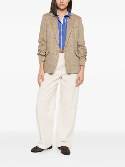 Ralph Lauren Herringbone-pattern Blazer In Brown