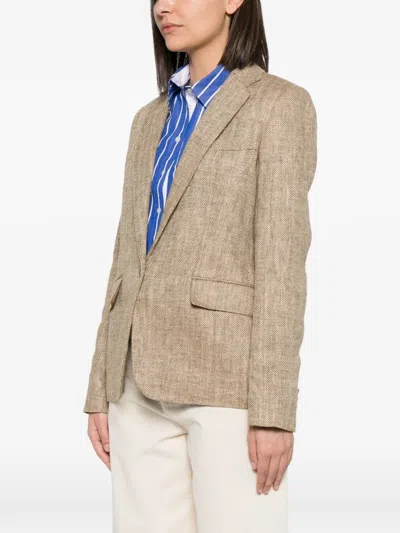Ralph Lauren Herringbone-pattern Blazer In Brown