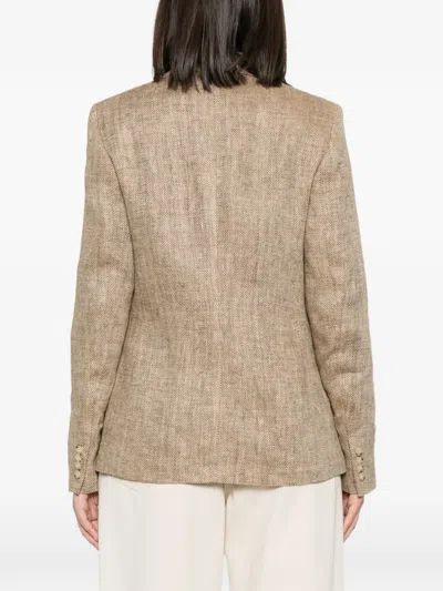 Ralph Lauren Herringbone-pattern Blazer In Brown
