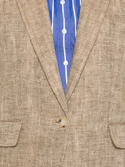 Ralph Lauren Herringbone-pattern Blazer In Brown