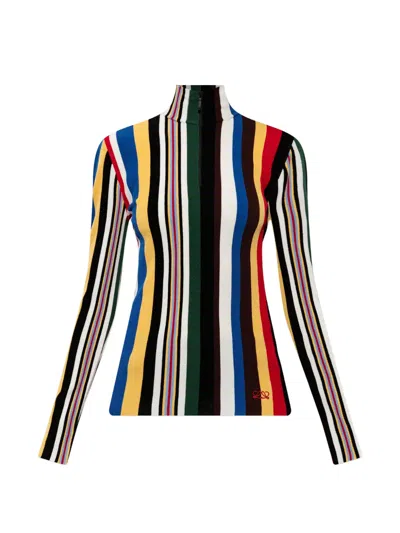 Loewe Women Multicolour Striped Ribbed Top, S Luxury Tops For Women Darveys In Multi