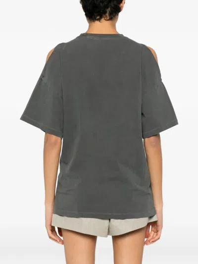 Coperni Open-shoulder T-shirt In Gray
