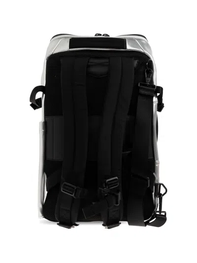 Diesel Logo-print Metallic-effect Backpack In Silver