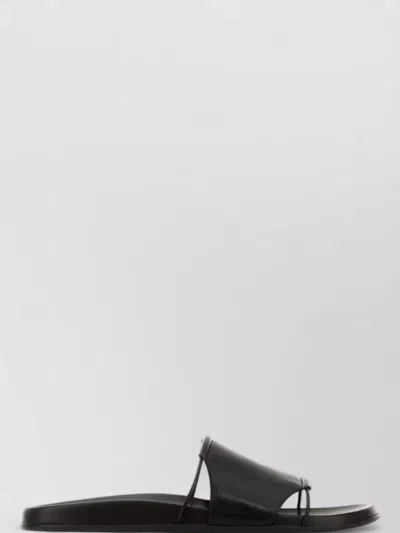 The Row Vivienne Leather Slippers Open Toe Flat Sole In Multi