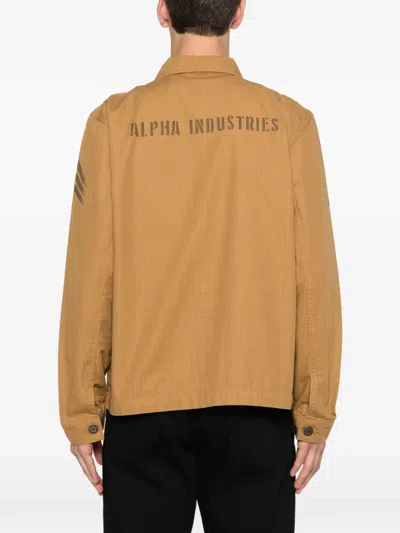Alpha Industries Patch-pocket Jacket In Brown