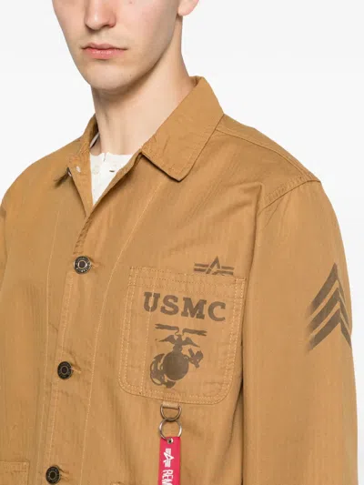 Alpha Industries Patch-pocket Jacket In Brown