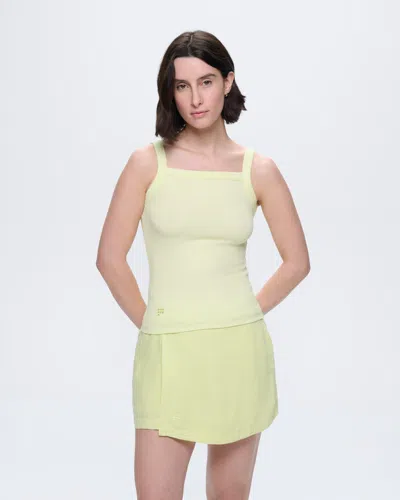 Pangaia Womens Rib Square Neck Tank Top—soft Lime In Yellow