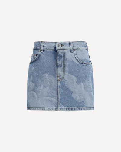 Fiorucci Angel-print Denim Mini Skirt In Blue