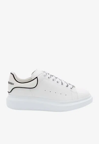 Alexander Mcqueen Chunky Leather Sneakers Featuring Perforated Profiles In White