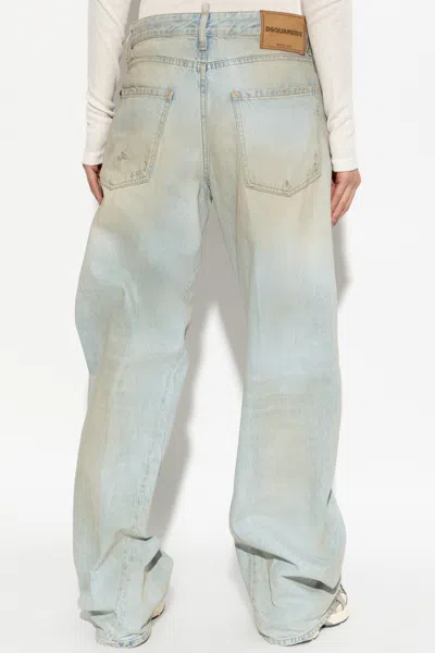 Dsquared2 Logo Patch Distressed Jeans In Gray