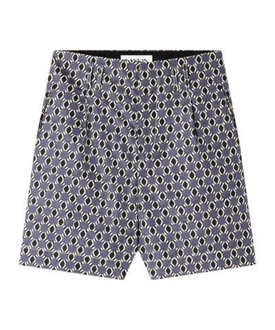 Lanvin Grey Geometric Pattern Shorts With Side Pockets In Gray